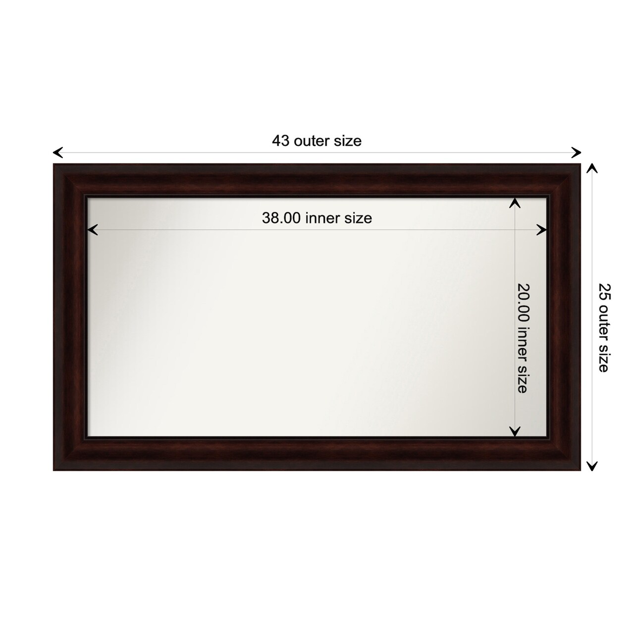 Coffee Bean Brown Non-Beveled Custom Framed Bathroom Vanity Wall Mirror